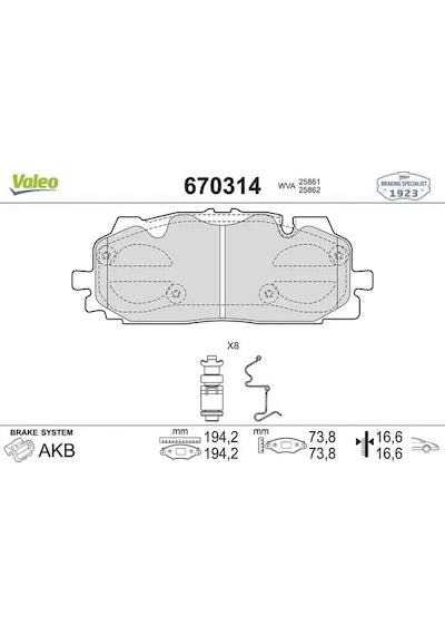 Audi Q5 On Fren Balatasi 40 Tdi 2019-2020 Valeo 670314