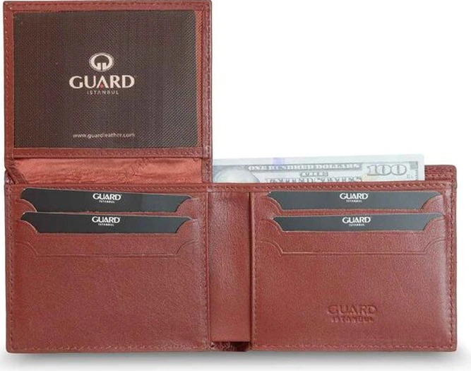 Guard Örgü Desenli Taba Kahve Deri Erkek Cüzdanı Çok Renkli