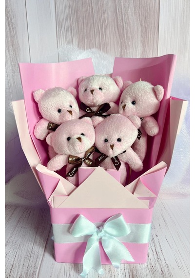 Sole Sevgiliye Özel Pembe Konsept Romantik Peluş Ayıcık Buketi