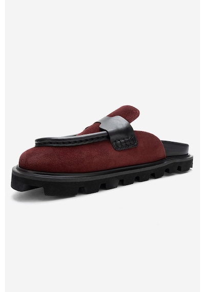 Luvishoes Vela Bordo Süet Hakiki Deri Kadın Terlik Bordo