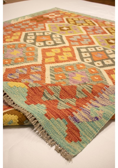 El Dokuma Afgan Kilim 100% Yün Kök Boya Elsanat Eserı İle Harıka Desenlı Çok Renkli