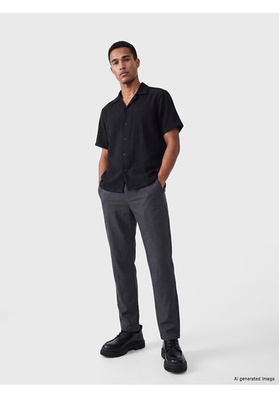 Lcw Vision Siyah Regular Fit Müslin Erkek Gömlek