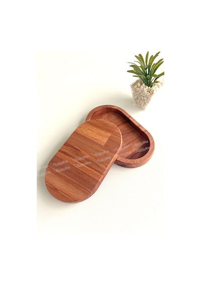 Doğal Kayın Ağacı Ahşap Yağdanlık, Çerezlik, Sunumluk, Takı Organizeri - 17x10 Cm - Kl-a52s7a Ahşap