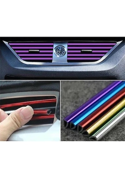 Araç Klima Izgara Şerit Fitil Renkli Havalandırma 20Cm X10 Adet Sedefli Kırmızı