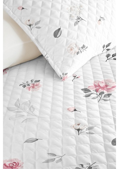 Çiçekli Beyaz Modern Pike Takımı - Pembe Gri Minimal Tek Kişilik Kapitone Yatak Örtüsü 160x220 Cm Günbatımı İpek Kırıntısı Çiçekli Beyaz Modern Pike Takımı - Pembe Gri Minimal Tek Kişilik Kapitone Yatak Örtüsü 160x220 Cm Günbatımı İpek Kırıntısı