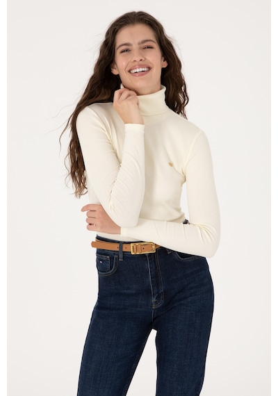 U.S. Polo Assn. Kadın Krem Balıkçı Yaka Sweatshırt 50313430-VR256