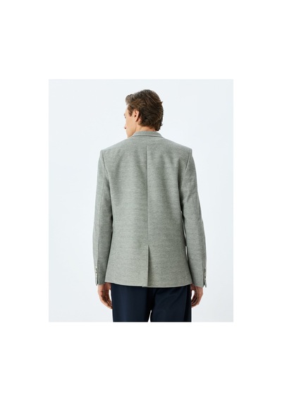 Koton Slim Fit Düğmeli Pamuk Karışımlı Mono Yaka Klasik Blazer Ceket Antrasit