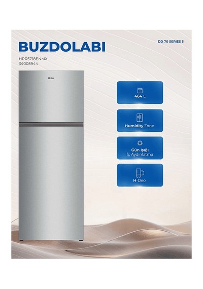 Haier HPR5718ENMX E Enerji Sınıfı 464 L Üstten Donduruculu Buzdolabı Gri