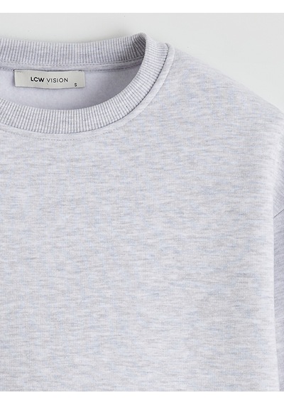 Lcw Vision Gri Bisiklet Yaka Kadın Kalın Sweatshirt