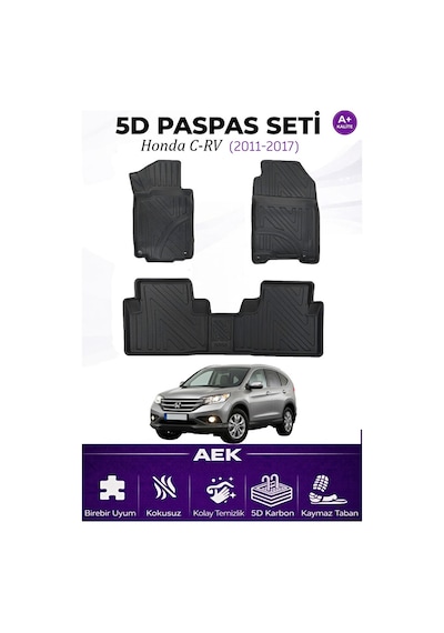 Honda Cr-v 2011-2017 Araca Özel Havuzlu "karbon" Paspas Takımı