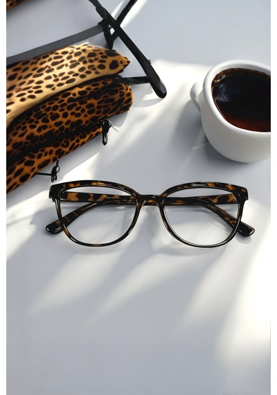 Habeq Leopar Desenli Yeni Sezon Cat Eye Gözlük Optik Uyumlu Mavi Işık Korumalı Çok Renkli