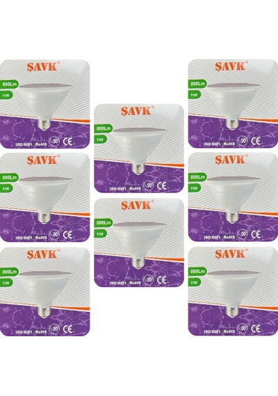 8 Adet Şavk 11w 6500k Beyaz Işık Par30 E27 Duylu Kalın Duy Led Spot Ampul