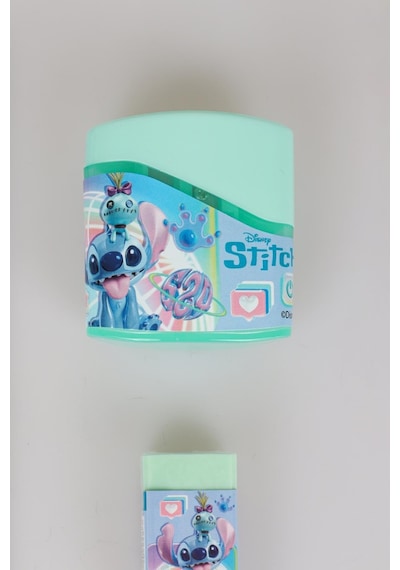 Stitch Lisanslı 3 Adet Silgili Kurşun Kalem, Silgi Ve Çift Bıçaklı Kalemtraş Kırtasiye Seti, Yeşil