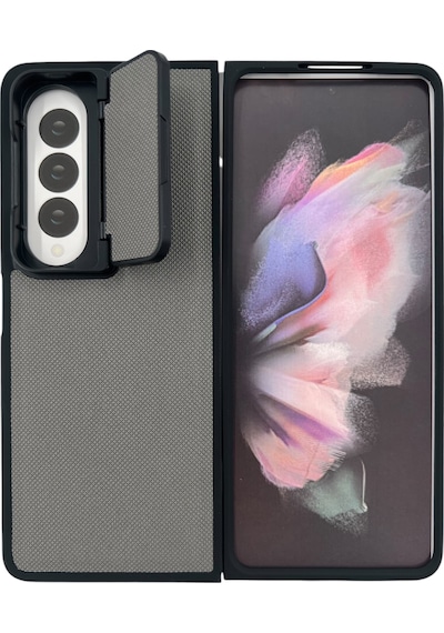 Nettech Samsung Galaxy Z Fold 4 Uyumlu Manyetik Standlı Seri Arka Koruma Kılıf - Siyah Siyah