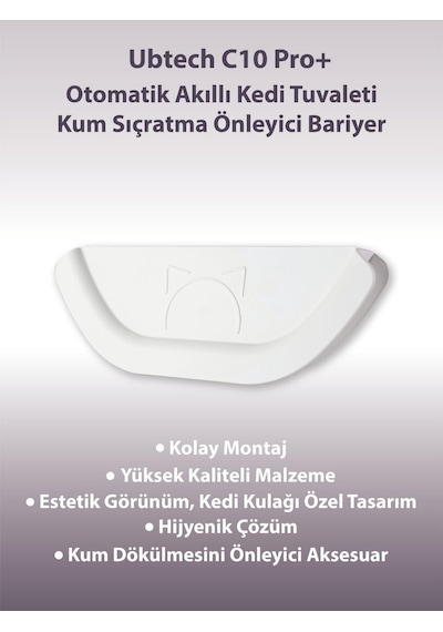 Ubtech C10 Pro Kameralı Otomatik Akıllı Kedi Tuvaleti İçin Aparat/buffle, Kum Sıçratma Önleyici