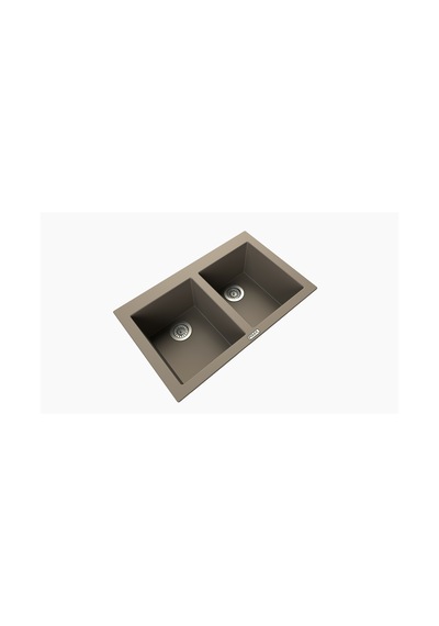 Polex Cristalüx Granit Evye P-2XLN Toprak 2 Hazneli Tezgah Altı Ve Tezgah Üstü Mutfak Evyesi 80.5x51.5 CM