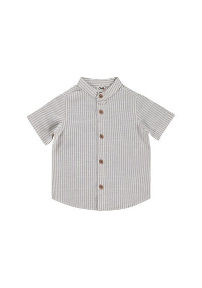 Civil Baby Çizgili 6-18 Ay Gömlek - Kahverengi 12-18 Ay Sütlü Kahve