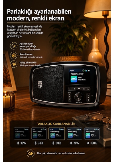 Philips Tav2000fb/00 Retro Taşınabilir Fm Radyo Bluetooth 5.4 Şarj Edilebilir Kablosuz Hoparlör Siyah