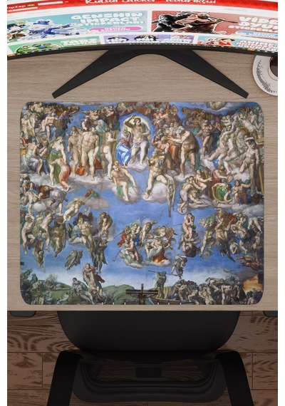 Michelangelo Kıyamet Günü V1 48x40 Xl Gaming Kauçuk Kaymaz Taban Mouse Pad Fare Altlığı