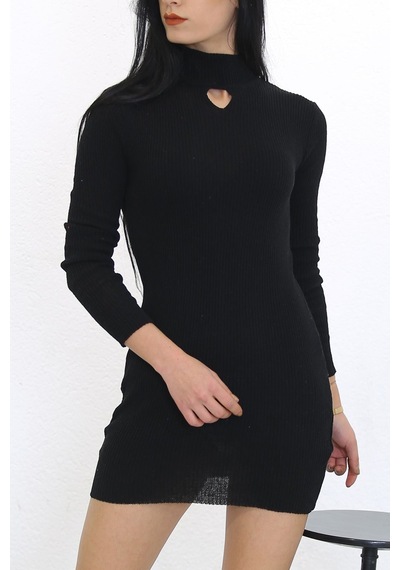 Bensu Store - Yarım Balıkçı Dekolteli Elbise Siyah - 7975.1319. 001