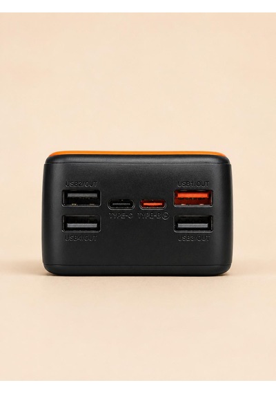40.000mah Taşınabilir Powerbank Led Dijital Ekranl Type-c-lightning Şarj Kablosu 4 Usb Çıkış Portu Hızlı Şarj Siyah - Siyah