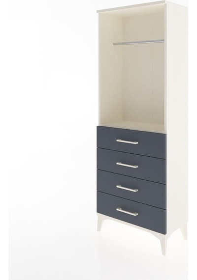 Arges Dolap Tek Raflı 4 Çekmeceli Tek Askılı 60x30x163 Aytaşı-antrasit Aytası