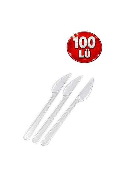 Plastik Bıçak Lüks Şeffaf 100lü