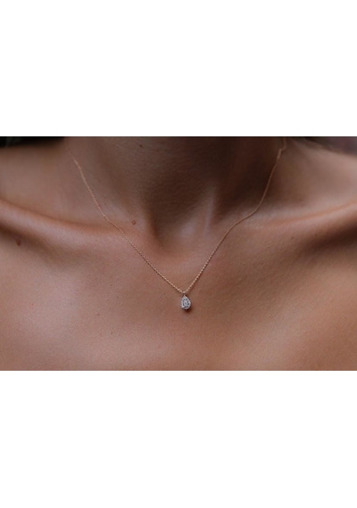 Reis Kuyumculuk T1465 Damla Pırlanta Pembe Altın - Rose Gold Altın Kolye