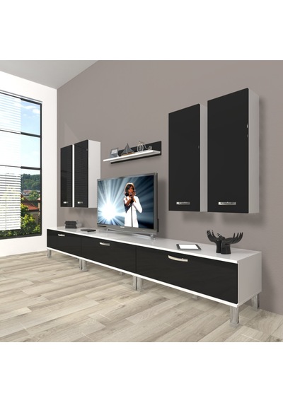Decoraktiv Eko 8d Slm Krom Ayaklı Tv Ünitesi Tv Sehpası - Beyaz Siyah Beyaz - Siyah Decoraktiv Eko 8d Slm Krom Ayaklı Tv Ünitesi Tv Sehpası - Beyaz Siyah Beyaz - Siyah