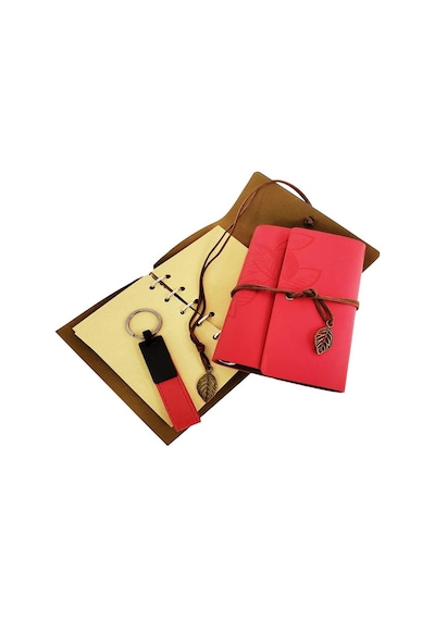 Özel Ahşap Kutulu Kırmızı Deri Defter Ve Anahtarlık Set Arbltgsz35nfg5ıc43p