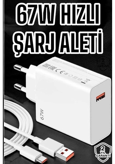 67w Şarj Aleti Turbo Hızlı Type-c Şarj Beyaz
