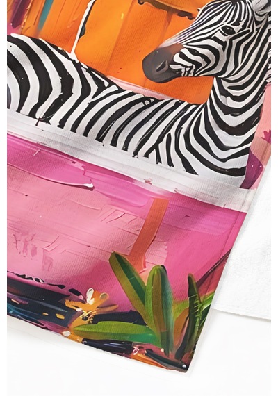 Zebra Temalı Tropikal Plaj Havlusu - Modern Safari Pembe Turuncu Hızlı Kuruyan Mikrofiber Havlu Çiy Armut
