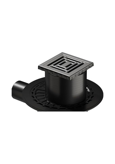 V-flow Kare 5607314 Yalıtımlı Duş Kanalı, Yandan Çıkışlı, 10x10 Cm, Dk 800 Kapak, Mat Krom 508 Yeşil