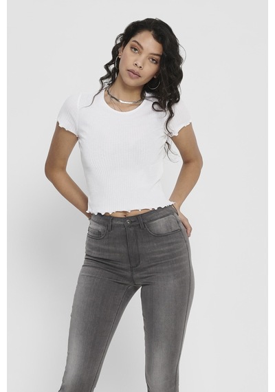 Only Kadın Kısa Kollu Fırfırlı Crop T-shirt - 15201206 Onlemma 001
