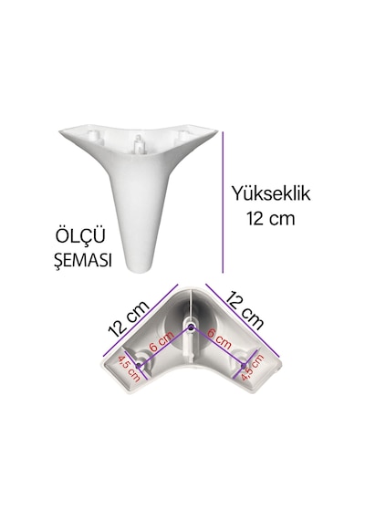 Zelve 12 Cm Beyaz Lüx Mobilya Kanepe Sehpa Ünite Koltuk Ayağı Baza Ayak