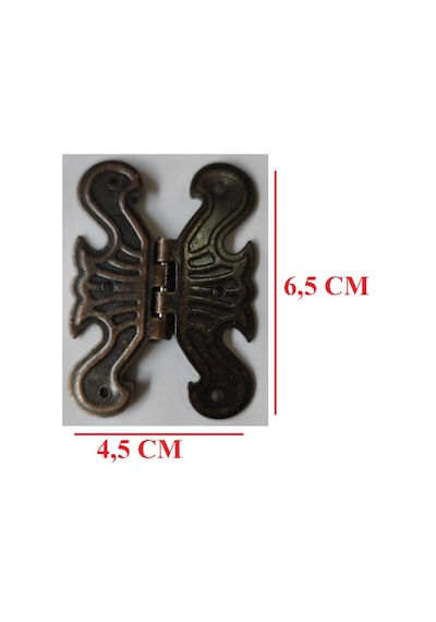 Dekoratif Yaprak Kelebek Menteşe Bakır 4 Adet 6.5 x 4.5 Cm