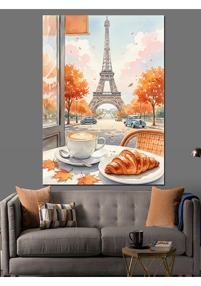 Ahşap Tablo Paris Sonbahar Kahvaltı Manzarası