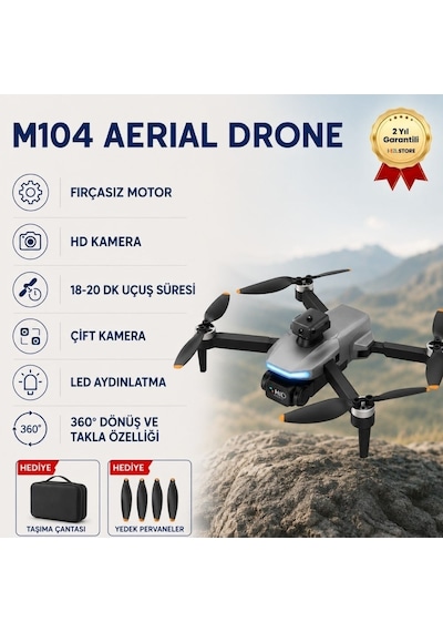 M104 Drone,fırçasız Motorlu, Engel Aşabilen,uzun Aydınlatmalı,brushless Motorlu 4k Akıllı Drone-1477