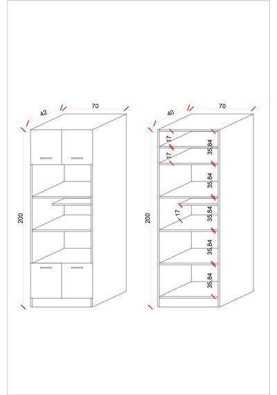 Ases Mobilya Esl0182 Çok Amaçlı Dolap 4 Kapaklı 5 Raflı Kiler Mutfak Dolabı Beyaz Beyaz