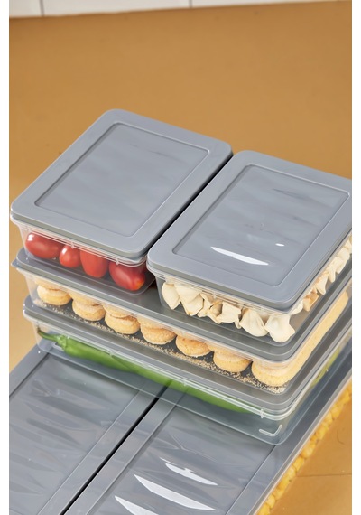Multi Box 6 Parça 3 Farklı Boy Saklama Kabı Seti - Dondurucu & Mikrodalga Uyumlu Gri