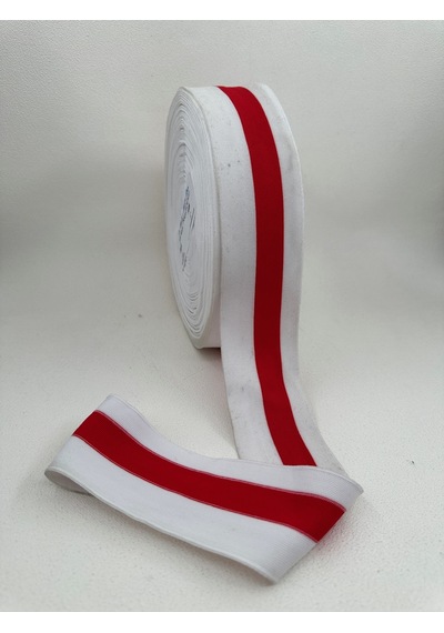 6 Cm Raşel Şerit-5 Metre Kırmızı/beyaz