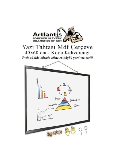 Artlantis Duvara Monte Beyaz Yazı Tahtası 45x60 Cm Mdf 1 Adet Laminant Yazı Tahtası Mdf Çerçeveli Askılı Okul Of Genel