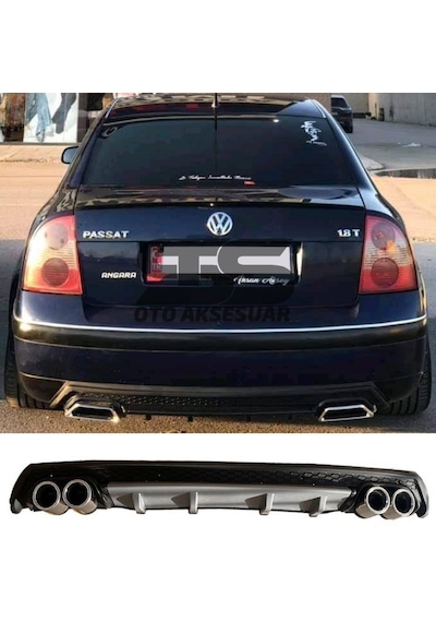 Volkswagen Passat B5 Difüzör Arka Tampon Eki 4 Egzoz Çıkışlı Gri