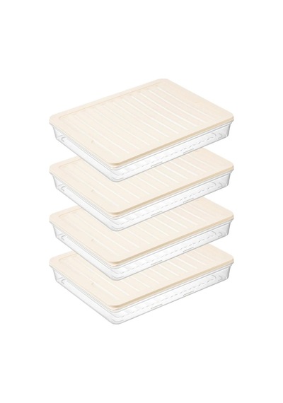 Bigmate Bgmt2525 4'lü Şeffaf Saklama Kabı 4x2,5 Lt Mikrodalga Buzdolabı Ve Dondurucu Uyumlu Düzenleyici Krem