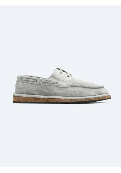 Açık Gri Süet Smart Casual Ayakkabı Gri