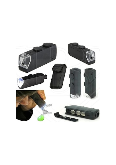 Mini 60x 100x Zoom Lens Konsantrasyon Takı Led Cep Mikroskop Büyüteç