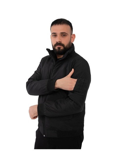 Spor Erkekastarlı Dik Yaka Mevsimlik Su Ve Rüzgar Geçirmez Mont-111 Siyah