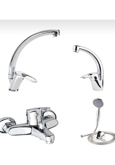 Vatan Mix 4 Lü Batarya Set Mutfak Banyo Lavabo Ve Duş Seti Krom