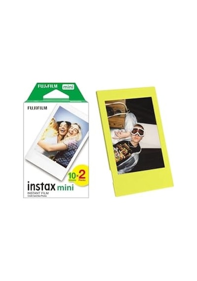 Ayrex Fujifilm Instax Mini 12 Makine Uyumlu 20'li Film Ve Sarı Fotoğraf Çerçevesi Diğer