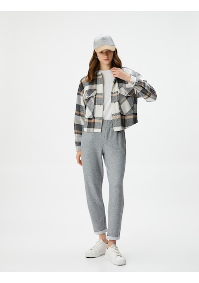 Koton Jogger Pantolon Beli Lastikli Cep Detaylı Gri 4wak30066ek 4WAK30066EK035 Gri